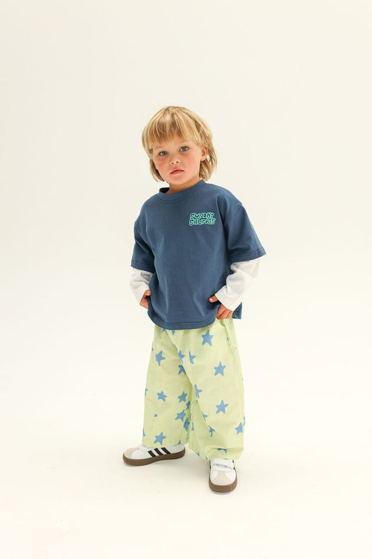 Dusty Star Pants - Lime + Blue