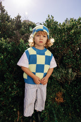 Sunday Beanie - Blue + Lime