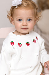 White Stawberry Knit Bodysuit
