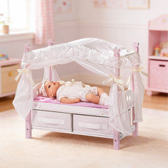ROBUD Ballet Series - Wooden Doll Canopy Bed for 18 Inch Dolls