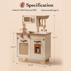 ROBUD Wooden Kids Play Kitchen Set - Mocha Montessori