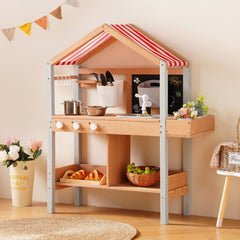 ROBUD Mud Kitchen for Kids Outdoor with Canopy