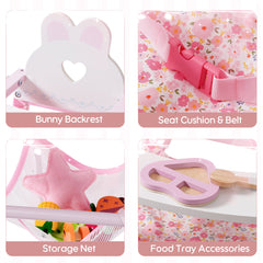 ROBUD Wooden Baby Doll High Chair Pink