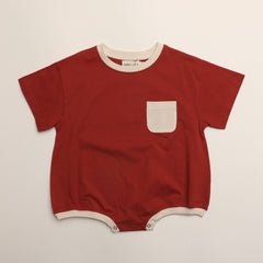 Cory Pocket Romper in Clay Red