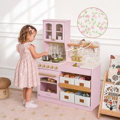 Tiny Land® Wooden Play Kitchen with Storage for Creative Toddlers