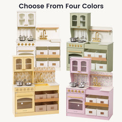 Tiny Land® Wooden Play Kitchen with Storage for Creative Toddlers