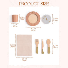 ROBUD 4-Set Wooden Play Dishes Set