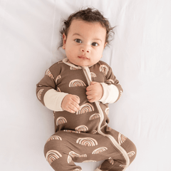 Baby Bamboo Pajamas w/ DreamCuffs® - Coffee Rainbow