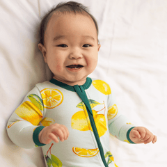 Baby Bamboo Pajamas w/ DreamCuffs® - Green Lemons