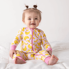 Baby Bamboo Pajamas w/ DreamCuffs® - Pink Bananas