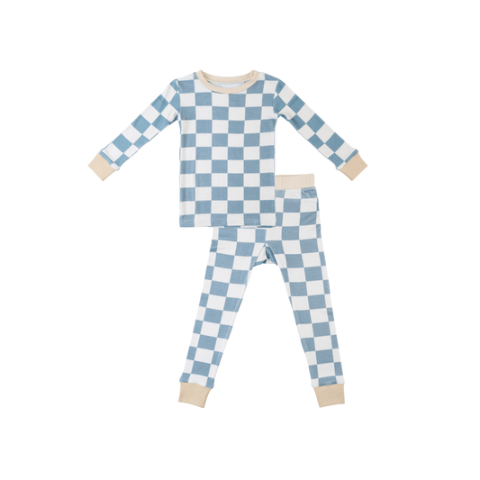 Toddler/Kids Bamboo Pajamas - Blueberry Checkerboard