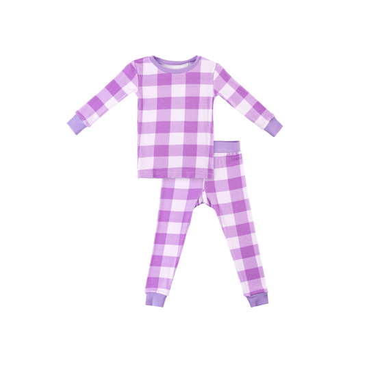 Toddler/Kids Bamboo Pajamas - Lavender Gingham