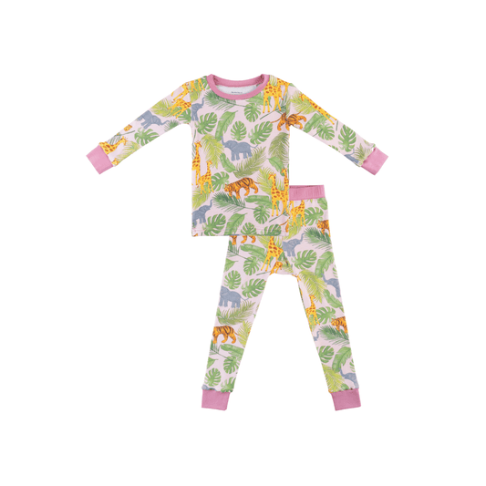 Toddler/Kids Bamboo Pajamas - Pink Safari