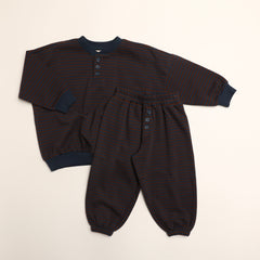 Bailey Set in Deep Blue Chocolate Stripe