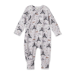 Airplane Zipper Romper - Bamboo Baby Footie Outfit