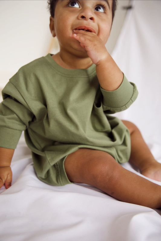 Harley Pocket Romper in Loden Green