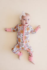 Bamboo Zip Romper | Retro Garden