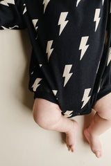 Hooded Bubble Romper | Black Bolts