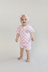 Checkered Shorts Set | Pink