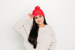 Smiley Pom Pom Hat