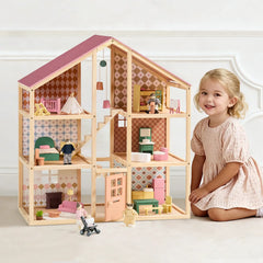 Tiny Land® Sweetwood Pegasus Dollhouse & Wooden Dollhouse Dolls
