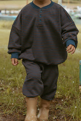 Bailey Set in Deep Blue Chocolate Stripe