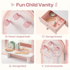 ROBUD Kids Vanity Table and Chair Set - Pink