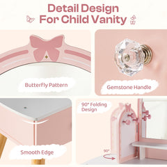 ROBUD Kids Vanity Table and Chair Set - Pink