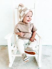 TAN CHECKERED BEANIE
