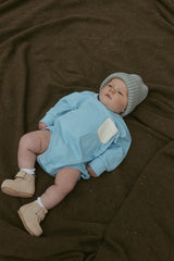 Harley Pocket Romper in Dusk Blue