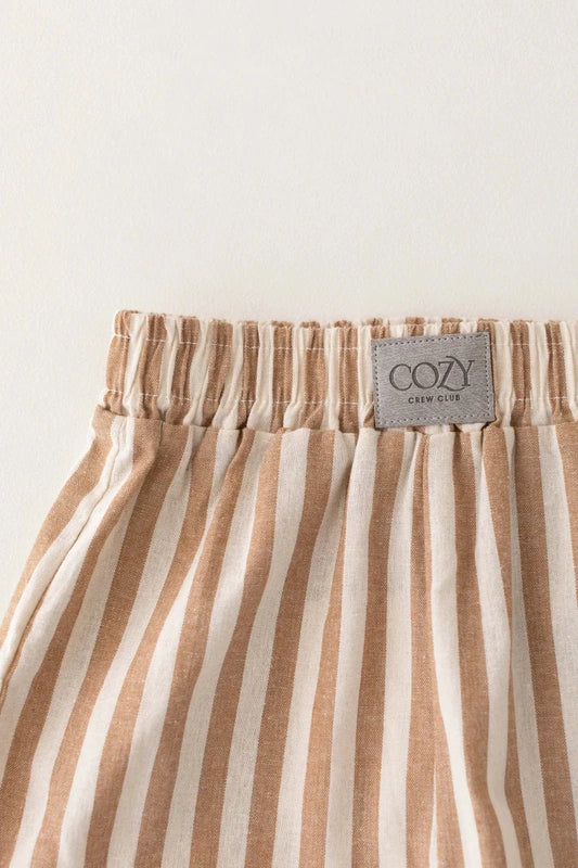 Cozy Crew Club Stripe Pants (Beige) 100% Cotton