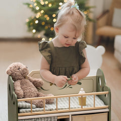 ROBUD Wooden Baby Doll Crib for Kids