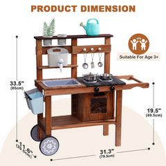 ROBUD Outdoor Mud Play Kitchen with Wheels