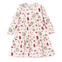 Girls’ Christmas Dress – Bamboo Holiday Tiered Twirl Dress