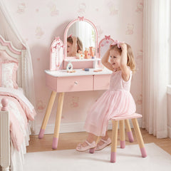 ROBUD Kids Vanity Table and Chair Set - Pink