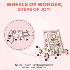 ROBUD Wooden Pink Baby Push Walker
