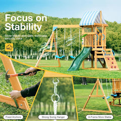 ROBUD Wooden Swing Sets for Backyard