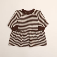 Kelsey Dress in Turtledove Chocolate Stripe