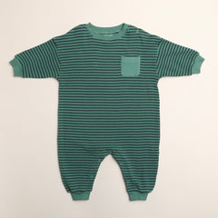 Sammy Romper in Thin Green Stripe