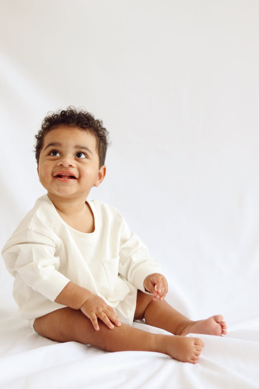 Harley Pocket Romper in Marshmallow