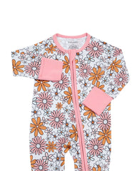 Bamboo Zip Romper | Retro Garden