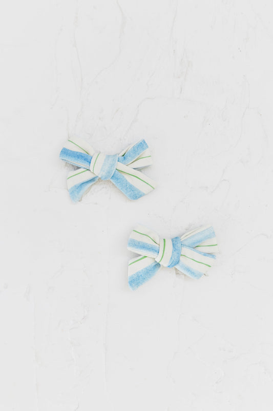 Duck Egg Stripe Bow