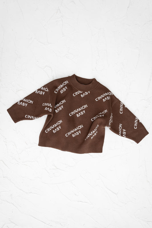 Knitted Logo Jumper- Chocolate