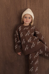 Knitted Logo Pants- Dark Chocolate