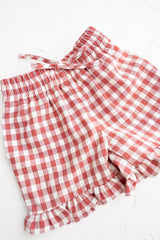 Crimson Gingham Frill Shorts
