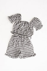 Black Gingham Frill Shorts
