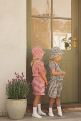 Crimson Gingham Frill Top