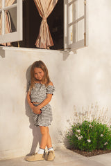 Black Gingham Frill Shorts