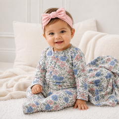 Vintage Floral Zipper Romper - Soft Bamboo Baby