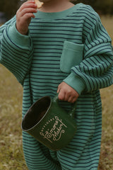 Sammy Romper in Thin Green Stripe